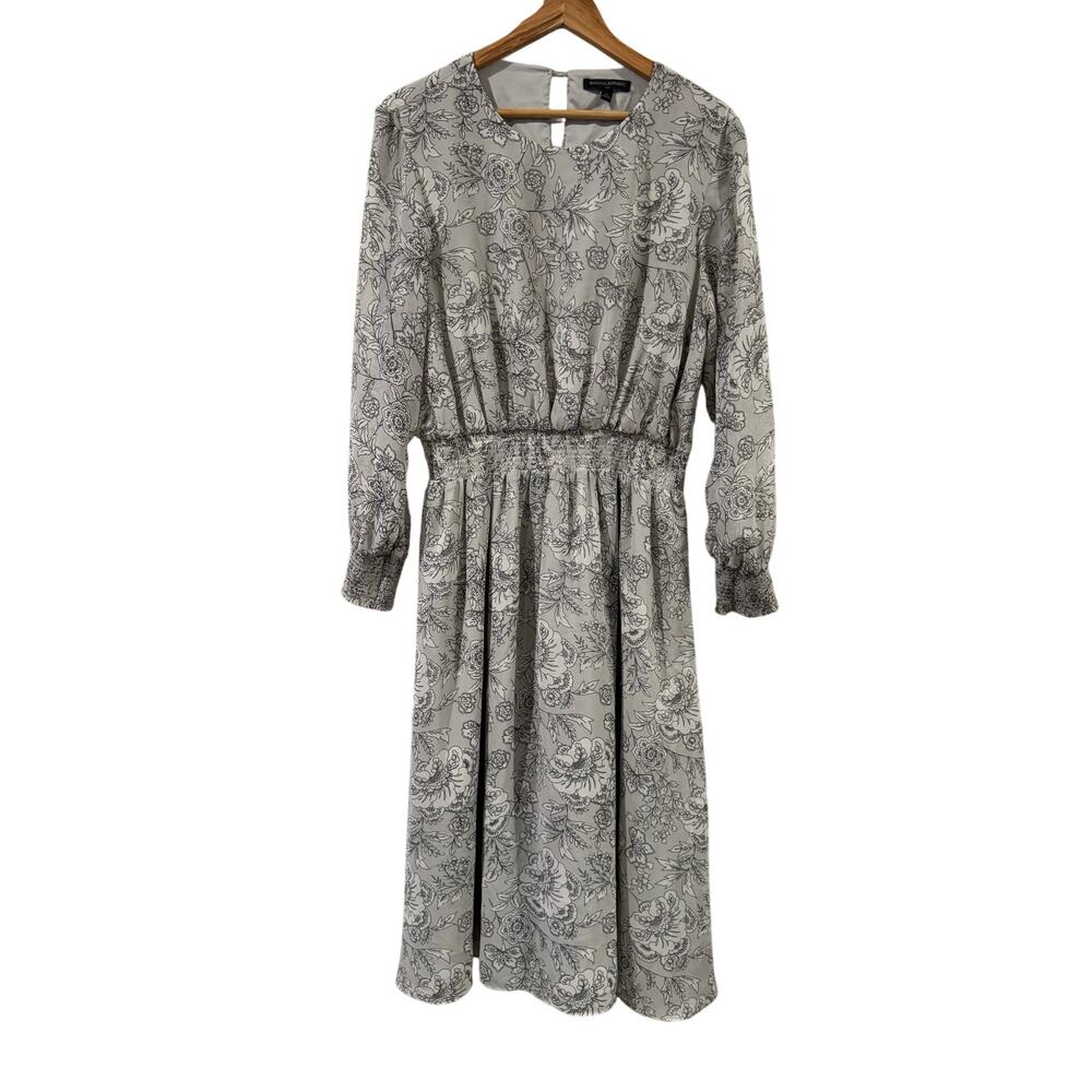 Banana Republic Gray Black Floral Dress Size 14